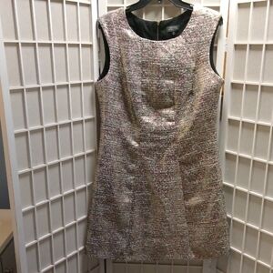 Tahari Silver Multi Color Sheath Mini Dress Sleeveless Crew Neck
